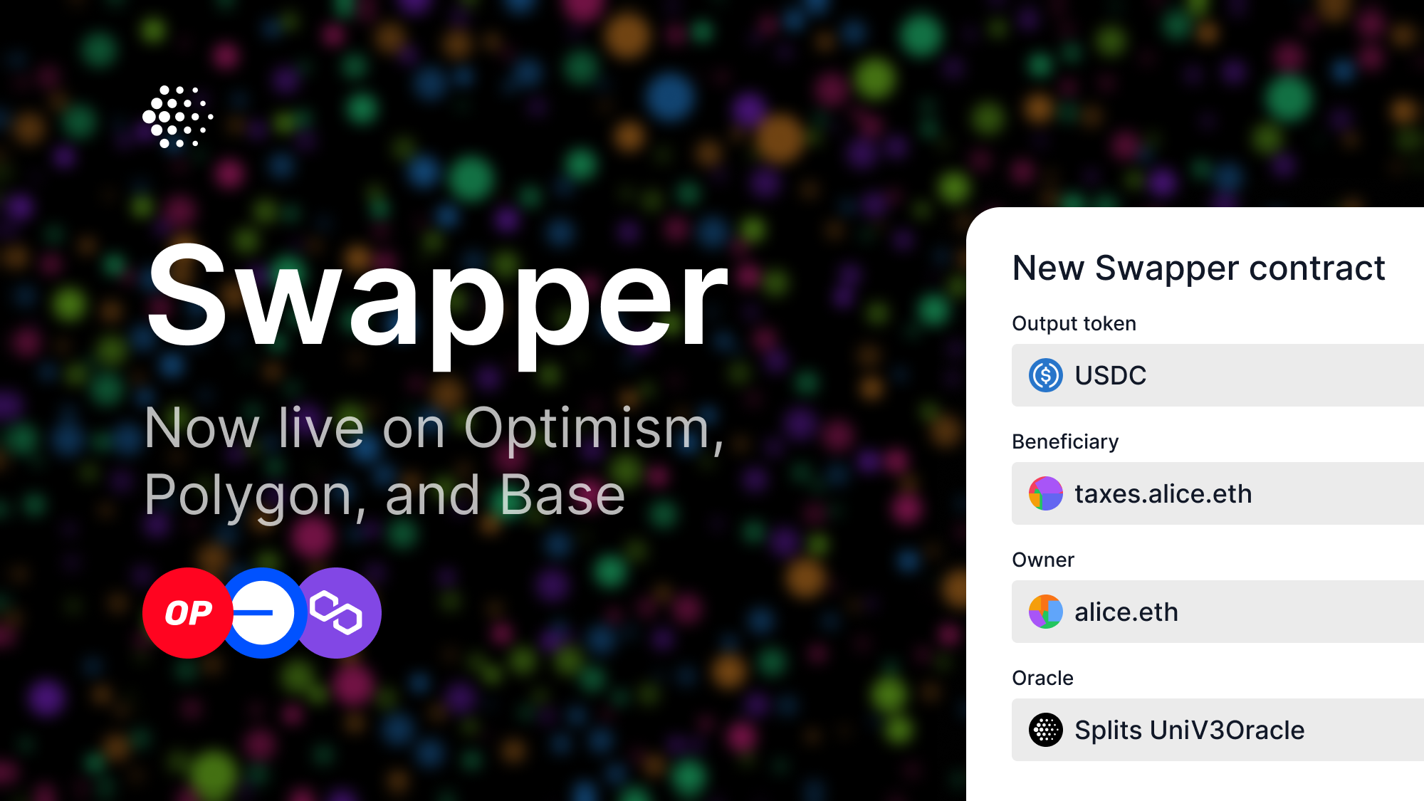 Feature image for Swapper is now live on Optimism, Base, and Polygon