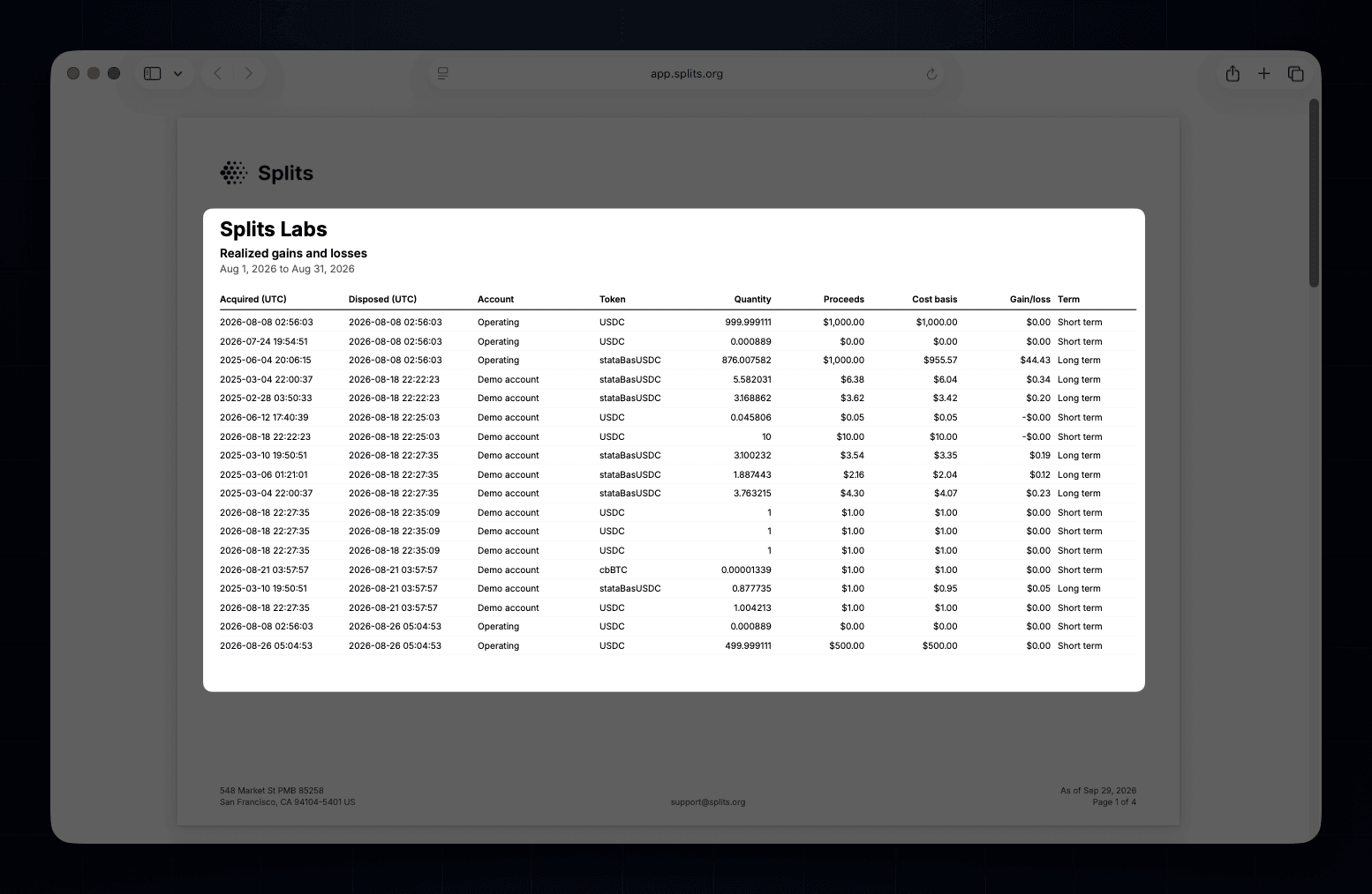 Splits changelog: Cost basis tracking and hiding balances and addresses